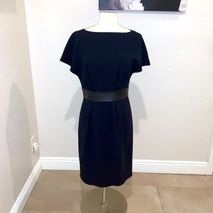 St John Wool Knit Leather Dress